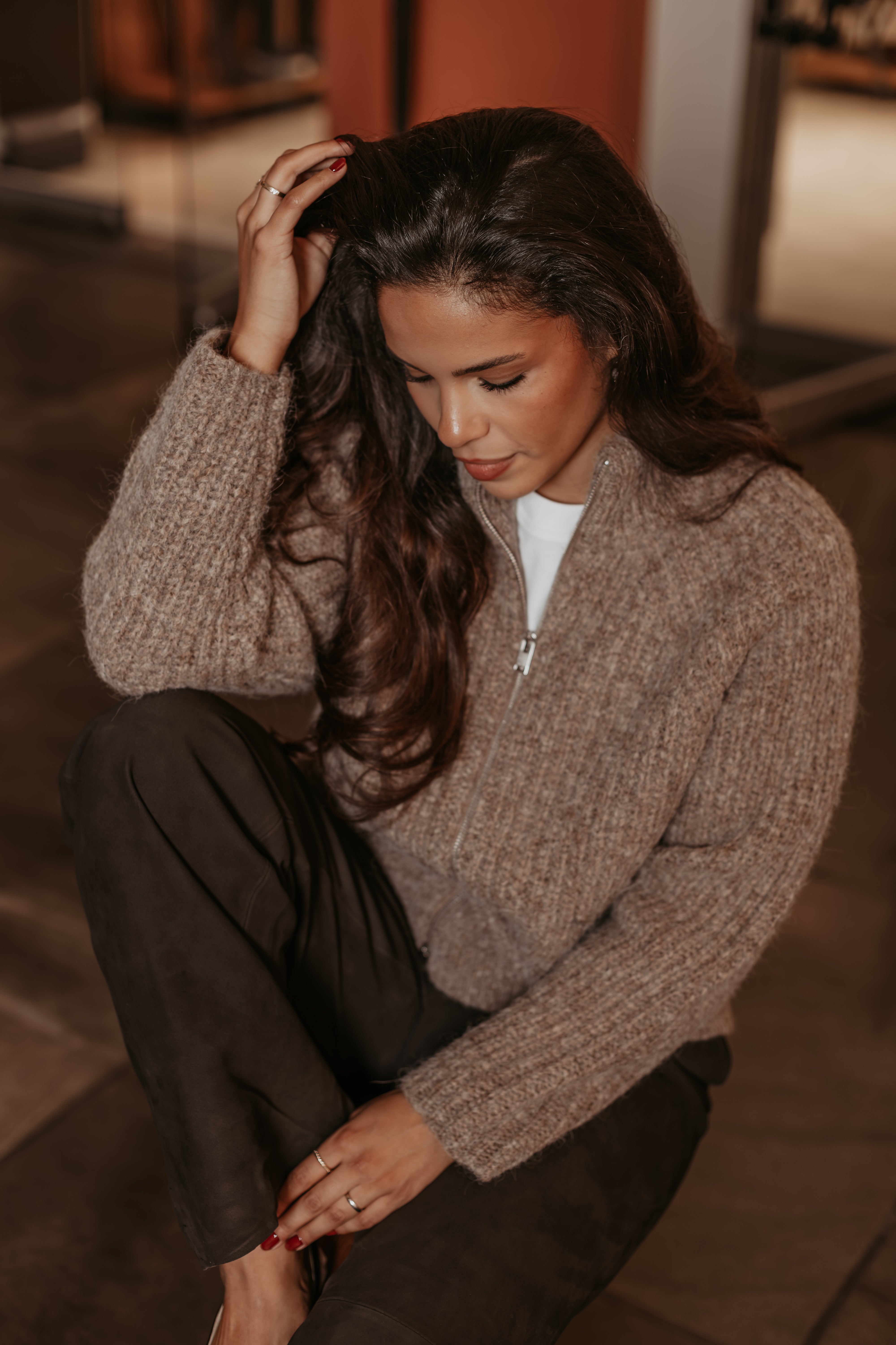 Anjuli Zip Cardigan - Brun/ Delicioso